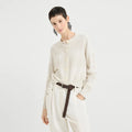 Velarve Women's White Oversized Cable-Knit Cardigan, Crewneck