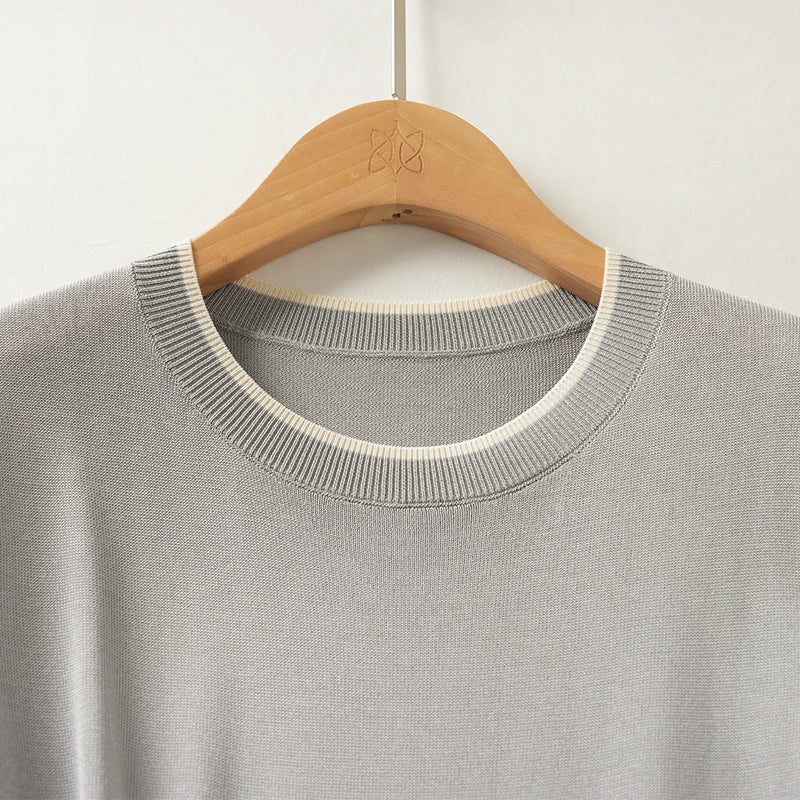 Velarve Women's Grey Crewneck Pullover Sweater, Oversized Knit