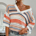 Velarve Women's V-Neck Short Sleeve Knit Sweater
