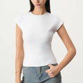 Velarve Women's Cotton Crop T-Shirt, Short Sleeve Tee