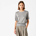 Velarve Women's Grey Crewneck Pullover Sweater, Oversized Knit