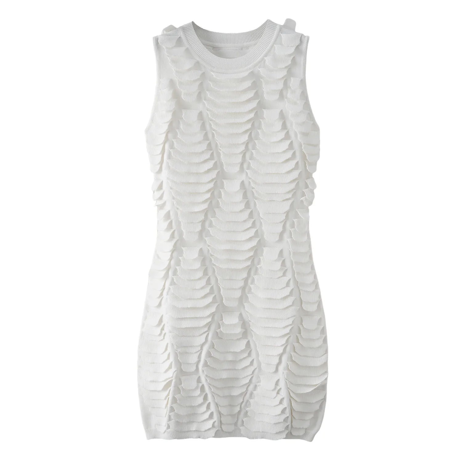 Velarve Women's White Halter Knit Evening Maxi Dress with 3D Floral Detail