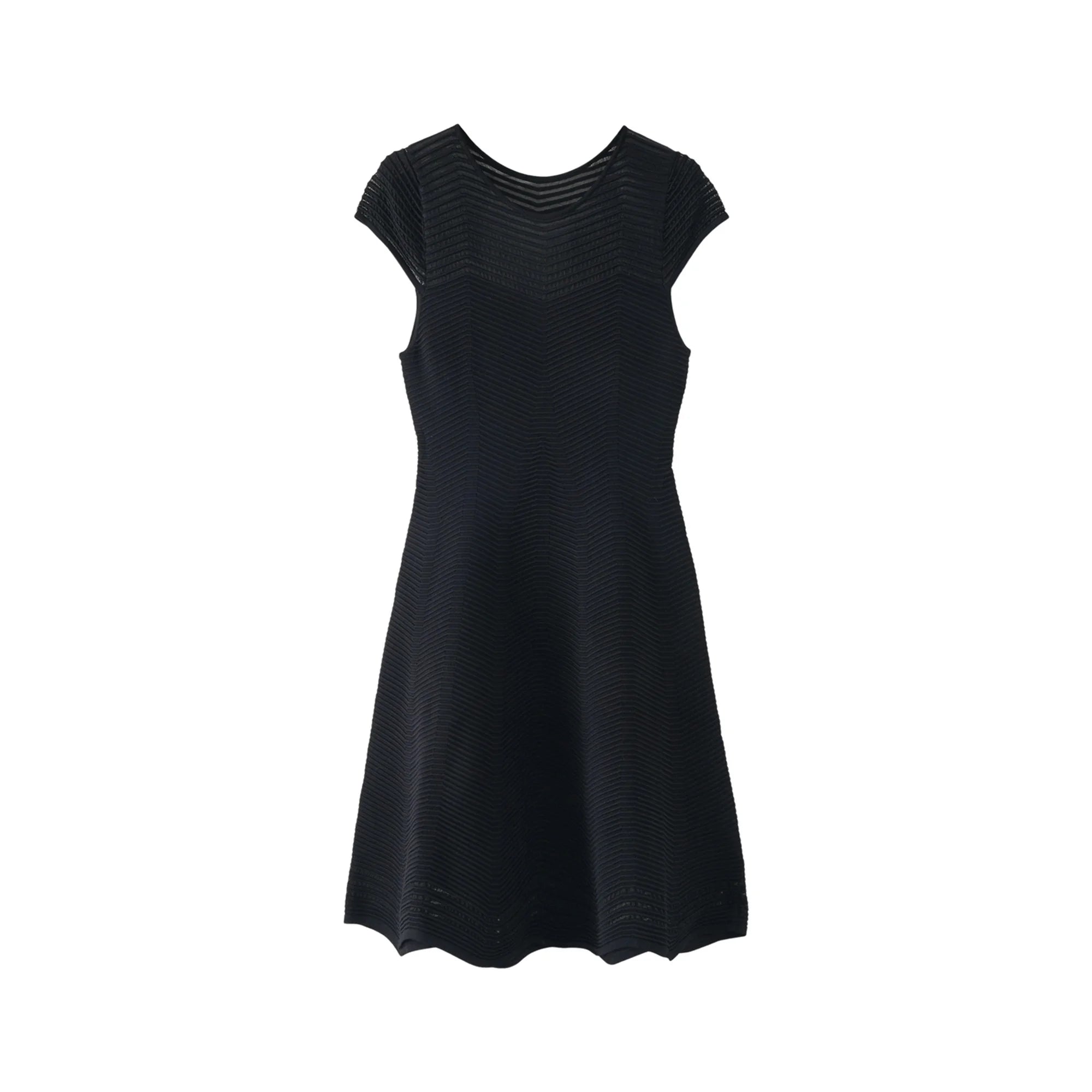 Velarve Women's Black Sleeveless Knit Mini Dress with Ruffled Skirt