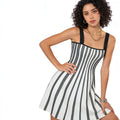 Velarve Women's White Striped Knit Slip Dress
