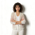 Velarve Women's Pink Cable-Twist Cotton Cardigan, V-Neck