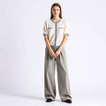 Velarve Women's Silver Cropped Button Cardigan, Short Sleeve Knit