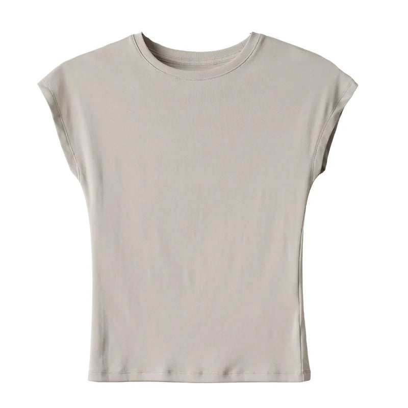 Velarve Women's Cotton Crop T-Shirt, Short Sleeve Tee
