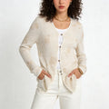 Velarve Women's Ivory Embroidered Cotton Sweater, Crewneck