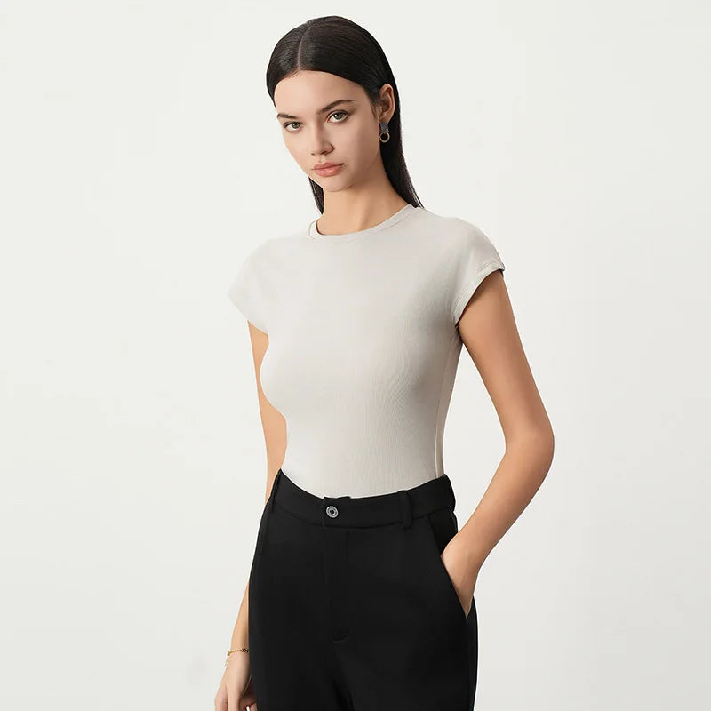 Velarve Women's Cotton Crop T-Shirt, Short Sleeve Tee