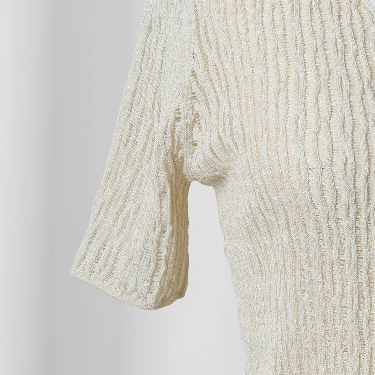 Velarve Women's Ivory Short Sleeve Cotton Cardigan