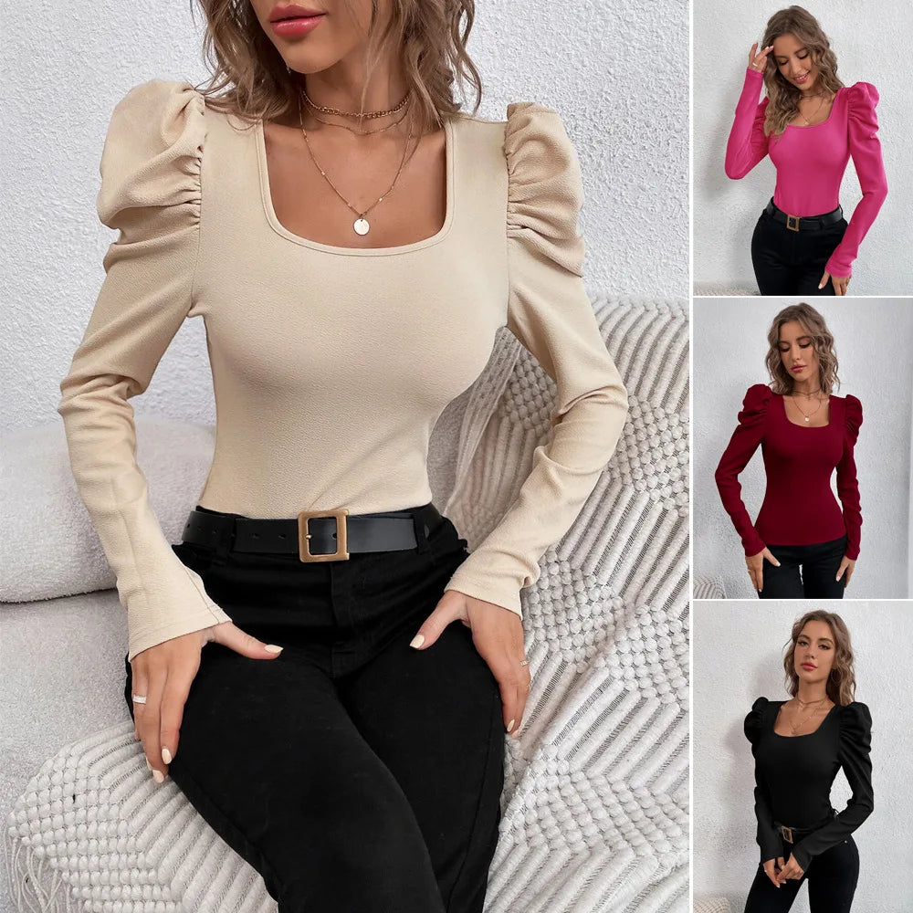 Velarve Women's Long Sleeve Crop Top, Slim-Fit Knit