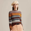 Velarve Women's Striped Knit Pullover Sweater, Long Sleeve