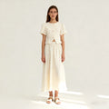 Velarve Women's Ivory Short-Sleeve Top & Long Skirt Set