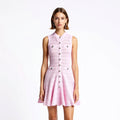 Velarve Women's Pink Sleeveless Knit Shirt Dress, Knee-Length