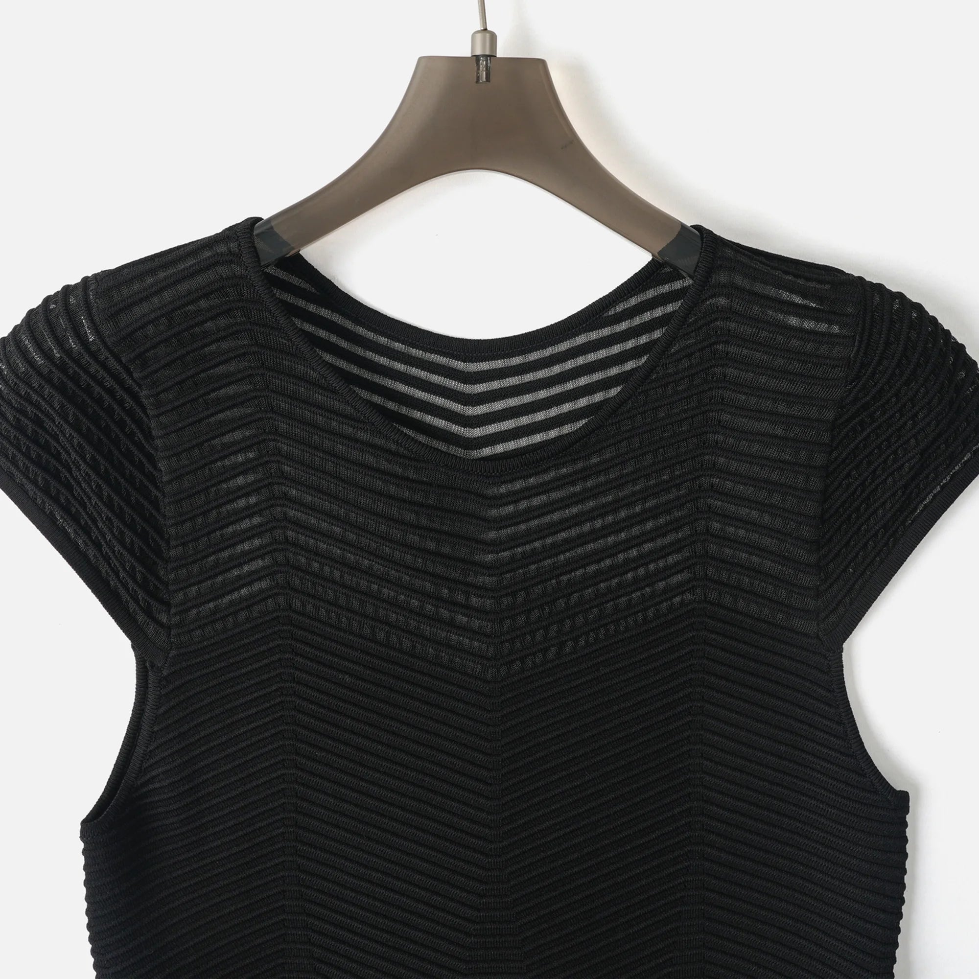 Velarve Women's Black Sleeveless Knit Mini Dress with Ruffled Skirt