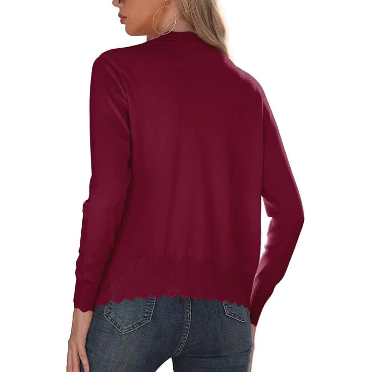 Velarve Women's Knit Cardigan Sweater, Long Sleeve Button-Front