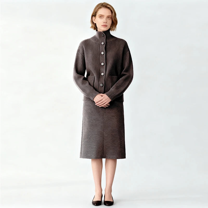 Velarve Women's Brown Yak Wool Turtleneck Sweater