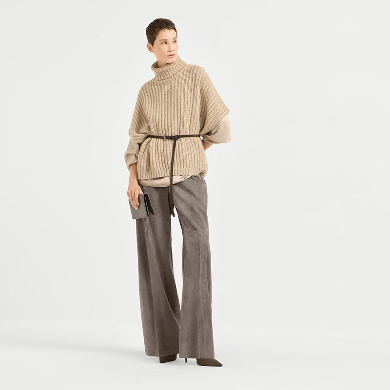 Velarve Women's Gold Turtleneck Sweater, Jacquard Knit