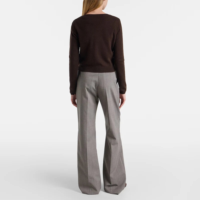 Velarve Women's Burgundy Cotton Cardigan, Crewneck Long Sleeve