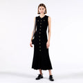 Velarve Women's Black Knit Two-Piece Set with Metallic Thread
