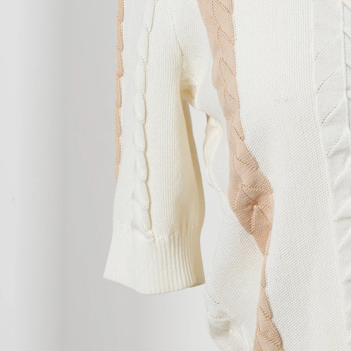 Velarve Women's White Color-Block Cardigan, Thick Knit
