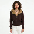 Velarve Women's Brown Cotton Cardigan Jacket