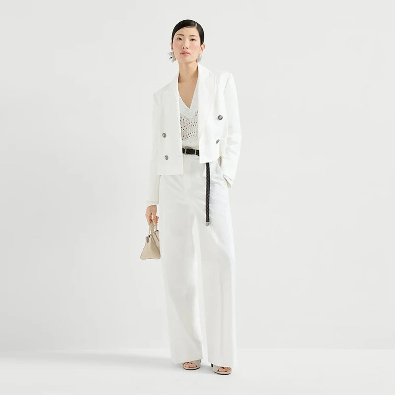 Velarve Women's White Open-Front Cardigan, V-Neck Pointelle