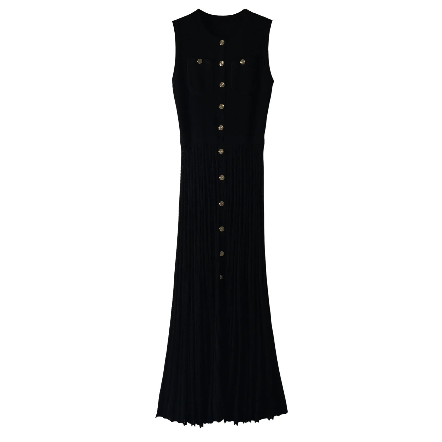 Velarve Women's Black Knit Two-Piece Set with Metallic Thread