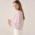Velarve Women's Lilac V-Neck Knit Cardigan, Lightweight