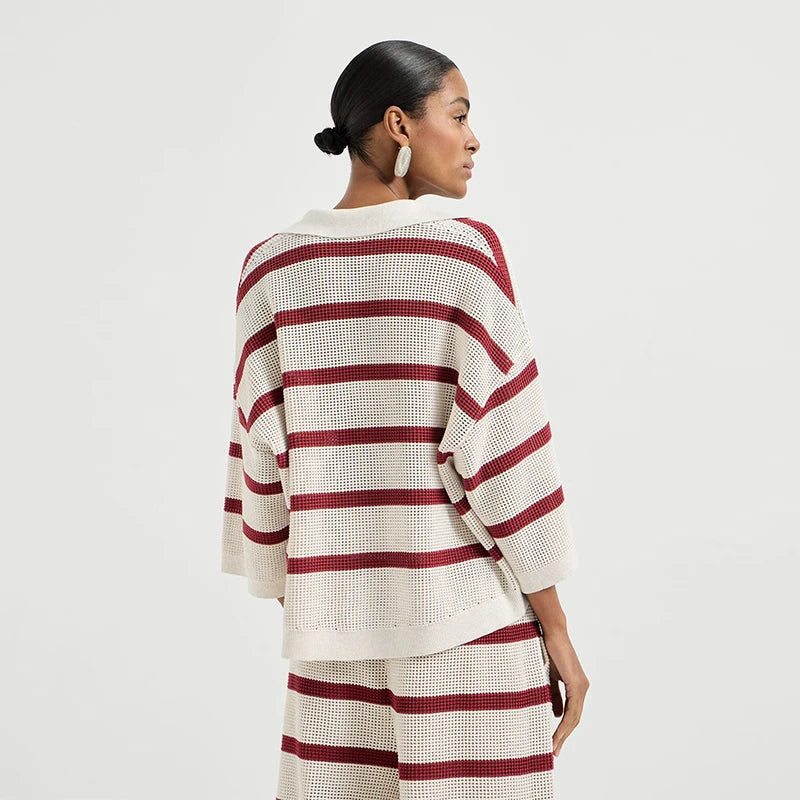 Velarve Women's White V-Neck Cotton Sweater