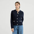 Velarve Women's Black Oversized Rib-Knit Cardigan, Cotton