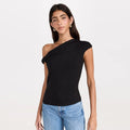 Velarve Women's Black Off-Shoulder Crop Top, Slim Fit