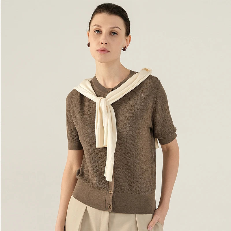 Velarve Women's Gold Oversized Cotton Sweater