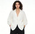 Velarve Women's White Cotton Cardigan, V-Neck Letter Knit