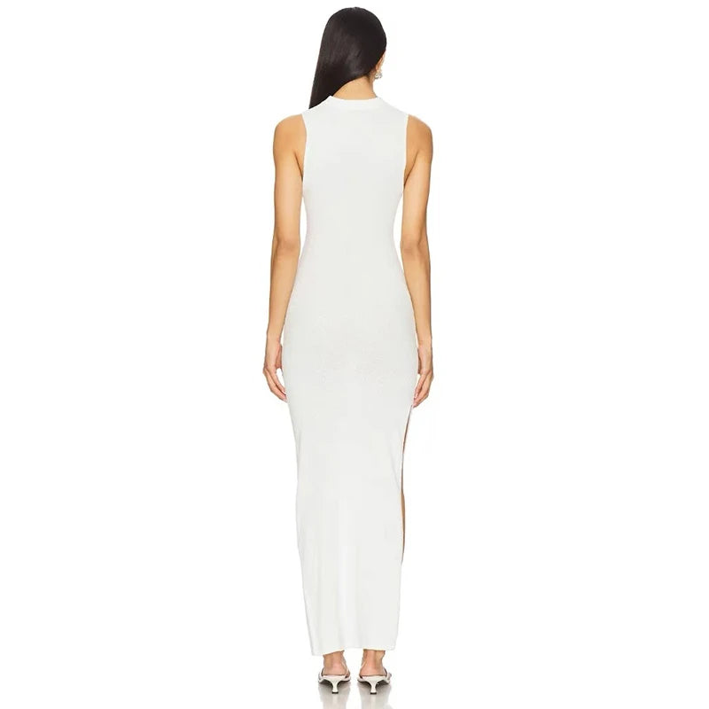 Velarve Women's White Round-Neck Sheath Dress