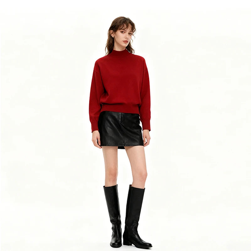 Velarve Women's Chunky Wool Turtleneck Sweater