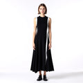 Velarve Women's Black Halter Lace Maxi Dress with 3D Floral Detail