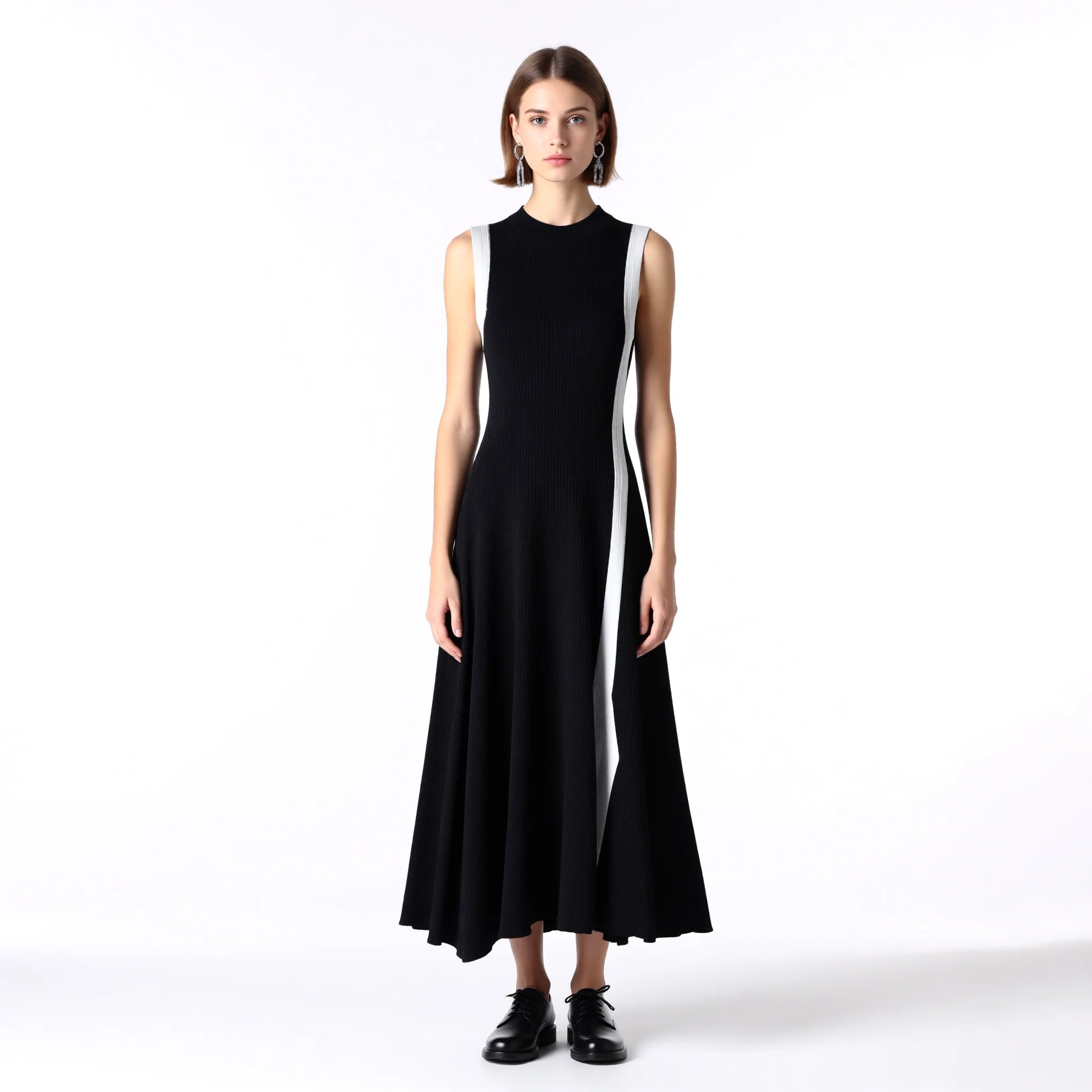 Velarve Women's Black Halter Lace Maxi Dress with 3D Floral Detail