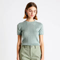 Velarve Women's Light Blue Oversized Pullover Sweater, Batwing Ribbed Knit