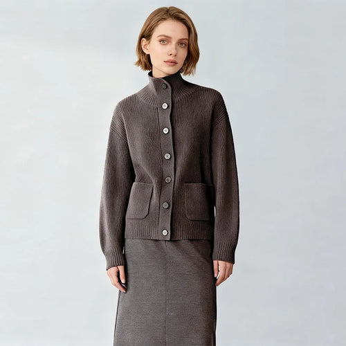 Velarve Women's Brown Yak Wool Turtleneck Sweater