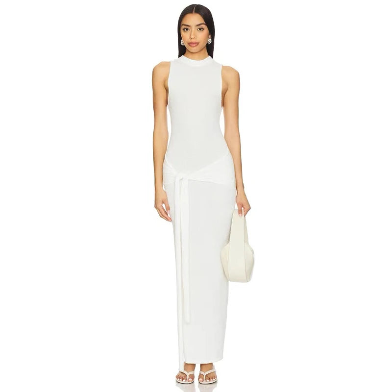 Velarve Women's White Round-Neck Sheath Dress