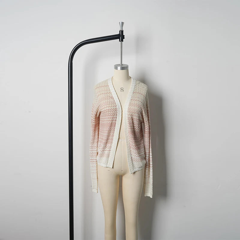Velarve Women's Pink Cable-Twist Cotton Cardigan, V-Neck