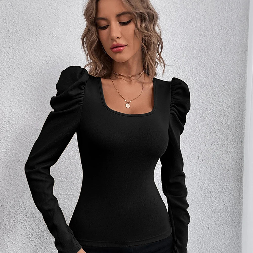 Velarve Women's Long Sleeve Crop Top, Slim-Fit Knit