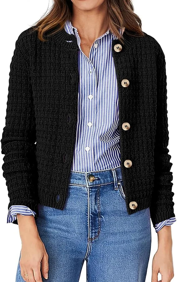 Velarve Women's Oversized Knit Cardigan, Long Sleeve Cotton