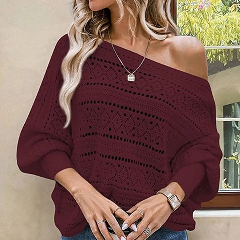 Velarve Women's Cotton Knit Pullover Sweater, Crewneck Long Sleeve