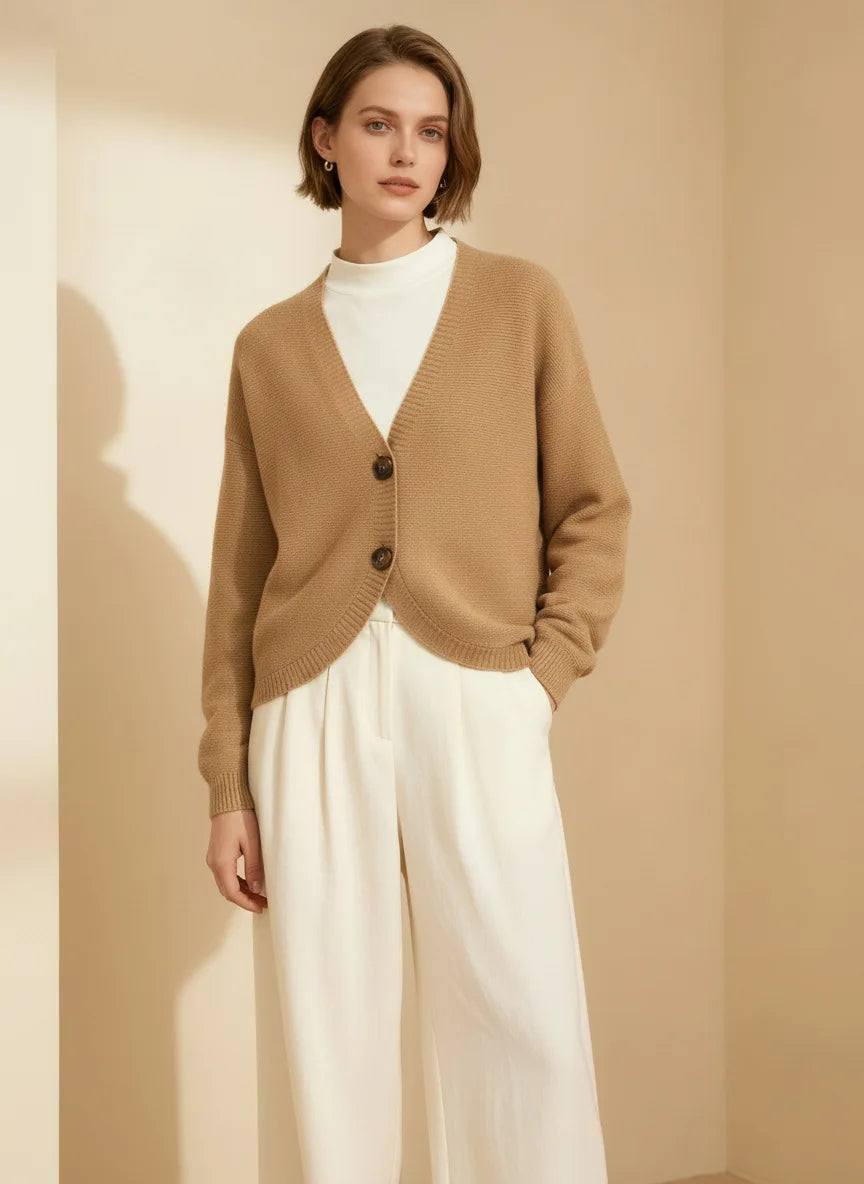Velarve Women's Sheep Wool Cardigan, Embroidered Knit