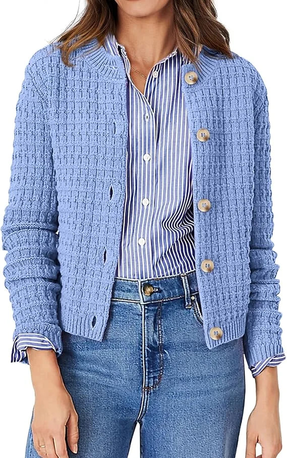 Velarve Women's Oversized Knit Cardigan, Long Sleeve Cotton