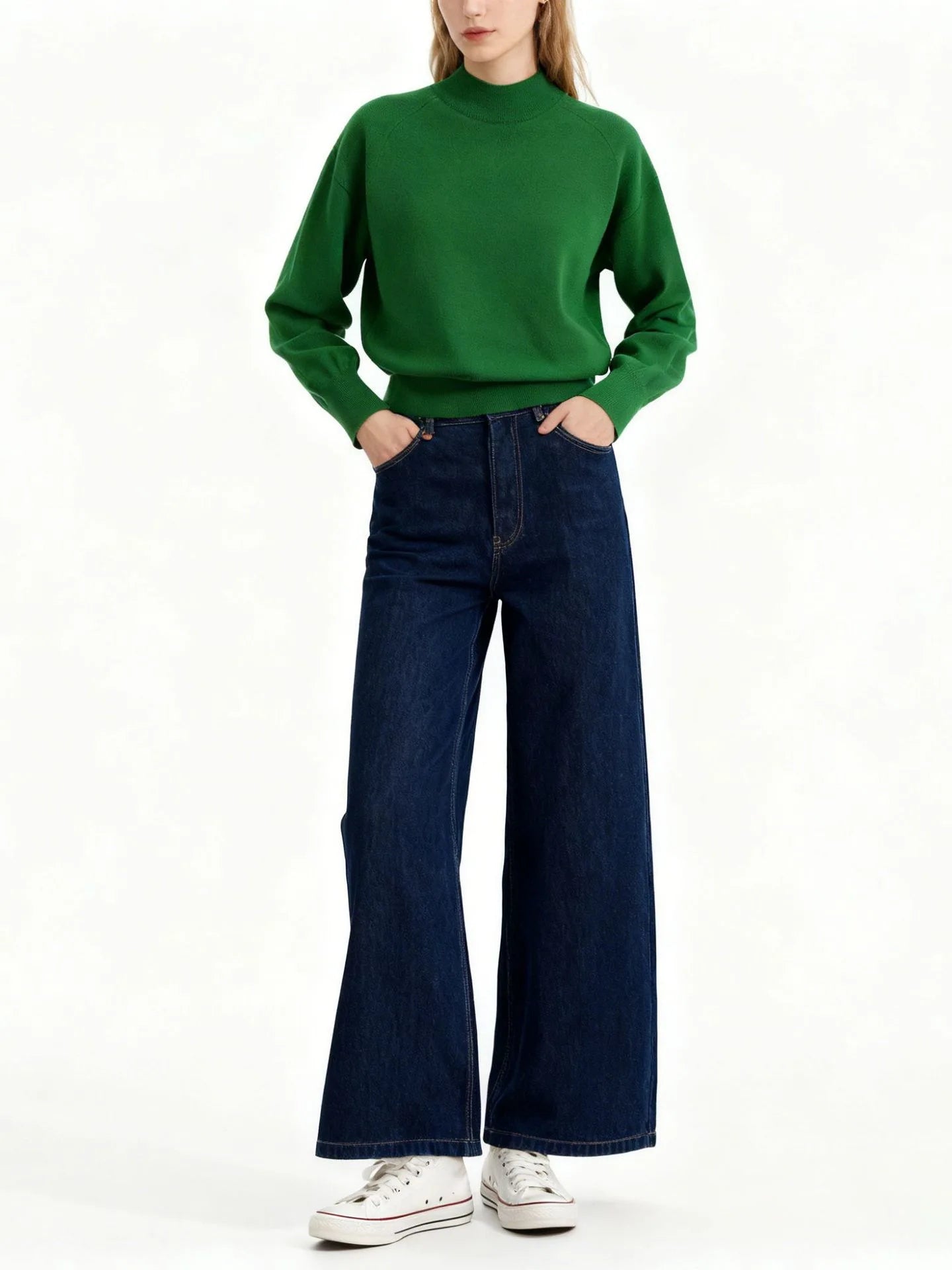 Velarve Women's Chunky Wool Turtleneck Sweater, Knit Pullover