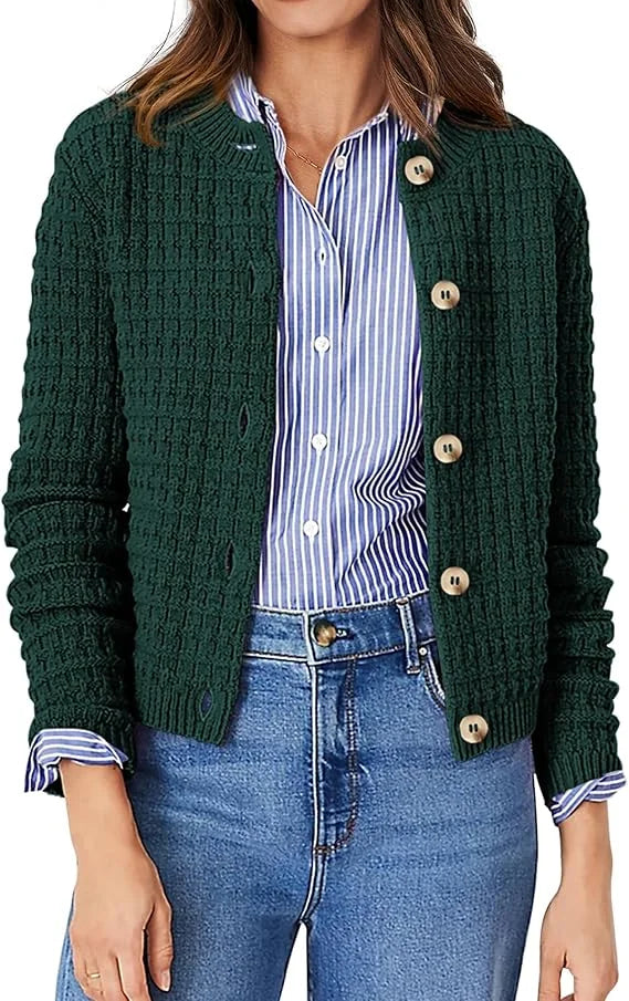 Velarve Women's Oversized Knit Cardigan, Long Sleeve Cotton