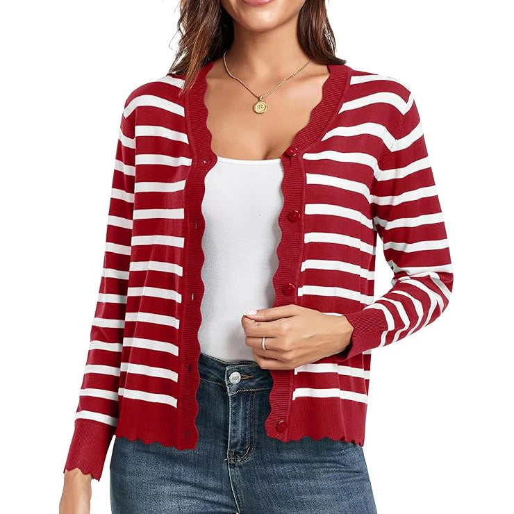Velarve Women's Knit Cardigan Sweater, Long Sleeve Button-Front